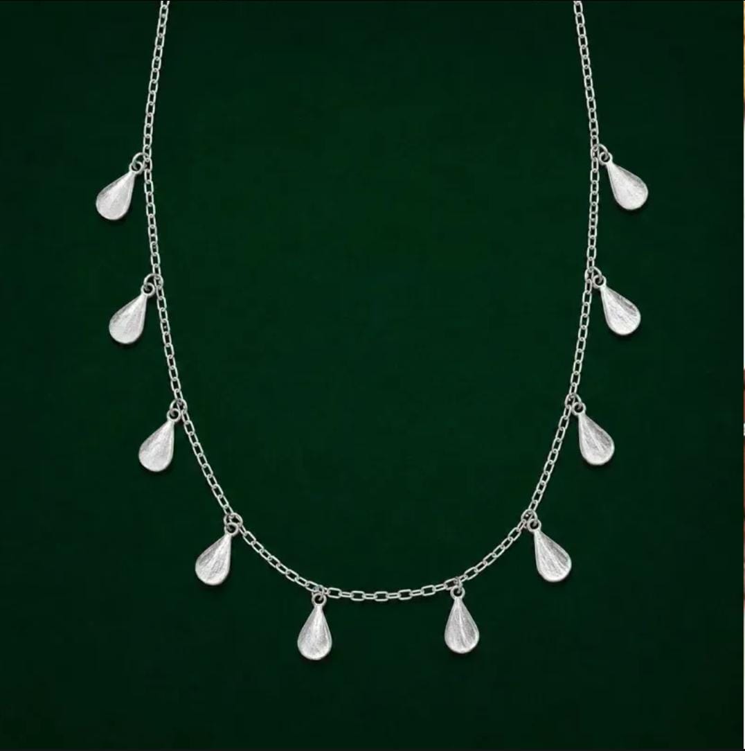 Choker Gotas Cheias Penduradas Prata 925 Delicada Prateado em prata 925