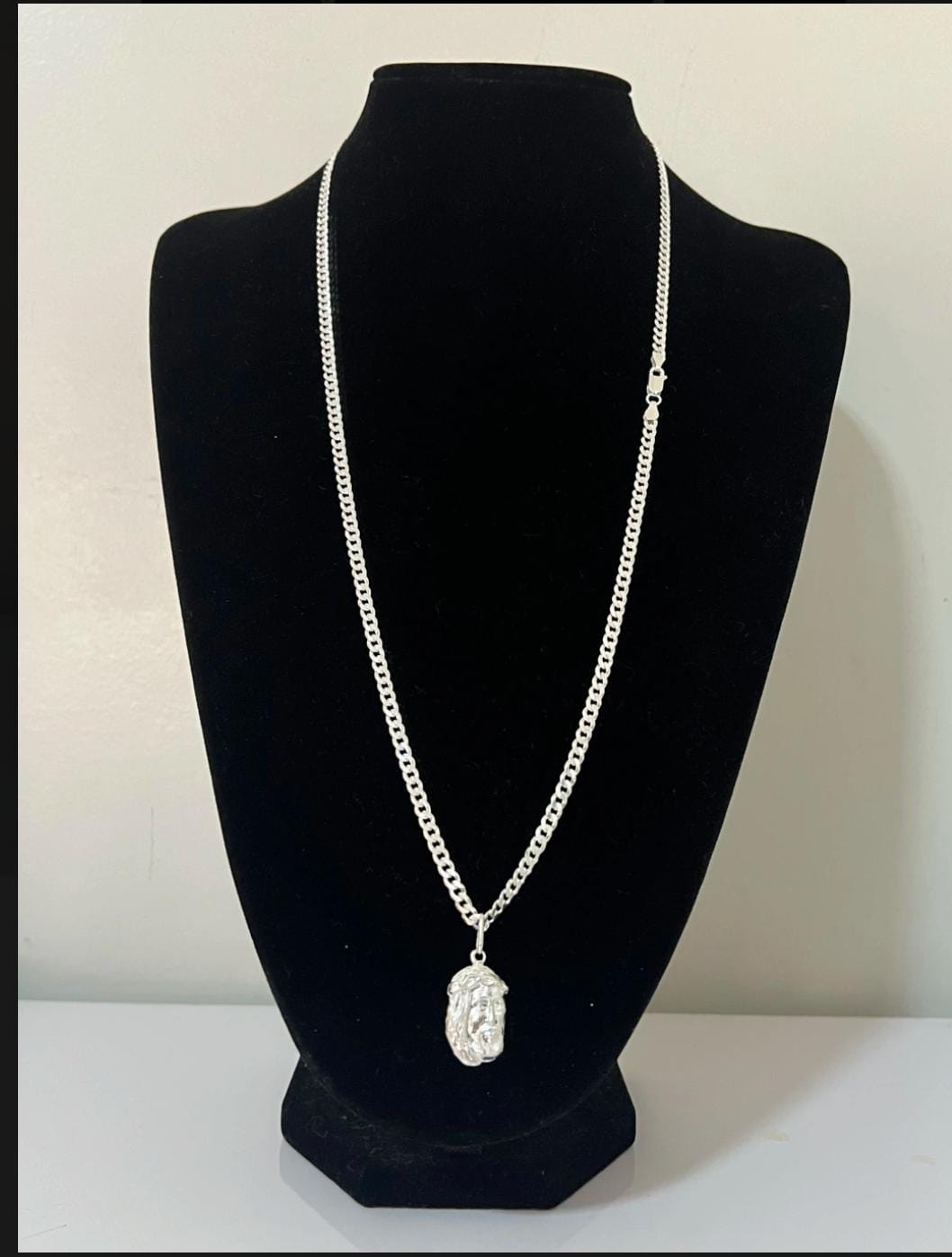 Corrente 4.5mm com pingente face de Cristo em prata 925